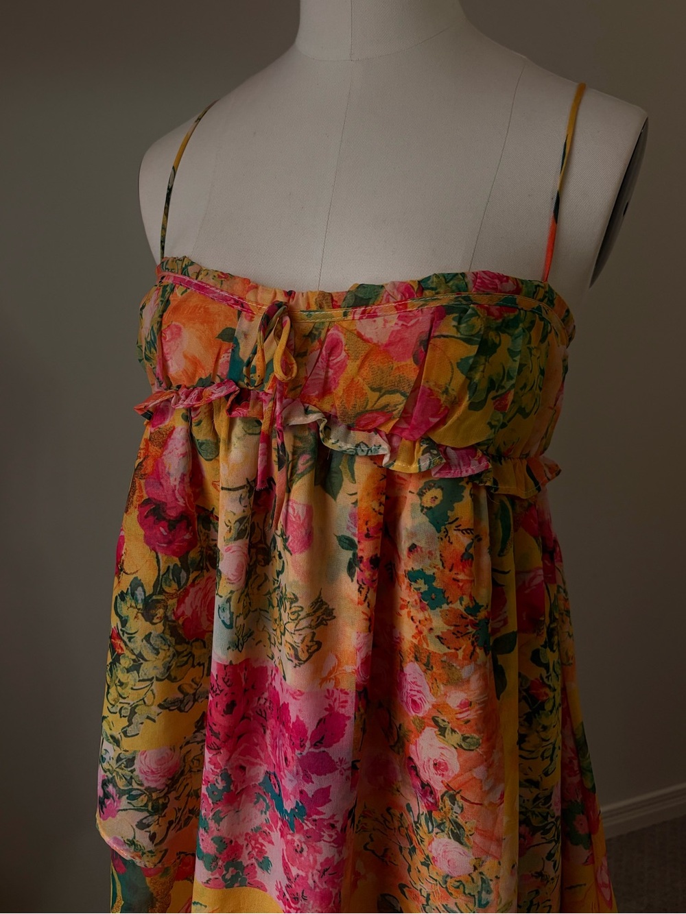Floral Empire Waist Spaghetti-Strap Dress